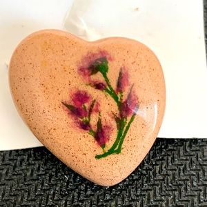 Signed Floral Painted Pin Brooch